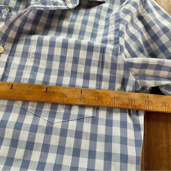 Banana Republic Blue Gingham Western Button Down Shirt Size M-L W, S Mens Cotton - Picture 10 of 11